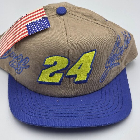 Vintage Jeff Gordon Hat Cap Snap Back Mens One Size Blue NASCAR Racing Script 24 - Picture 1 of 10